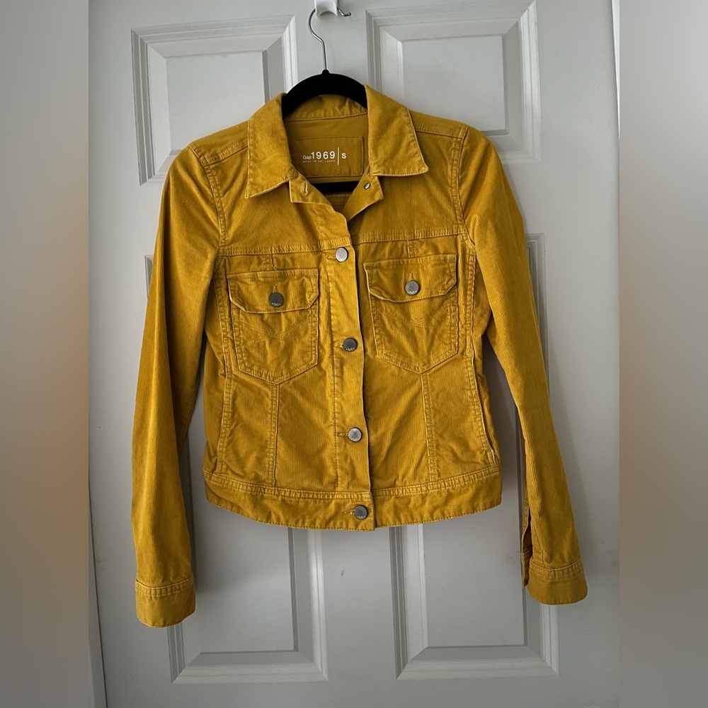 Women’s Gap 1969 Yellow Gold moto corduroy jacket coat Size Small Fall - Picture 6 of 7